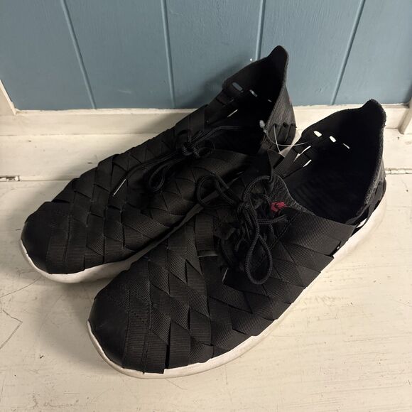 Nike‎ Mens 10 Roshe Run Running Shoes Black 555602-002 Low Top Woven Lace Up - Picture 3 of 10